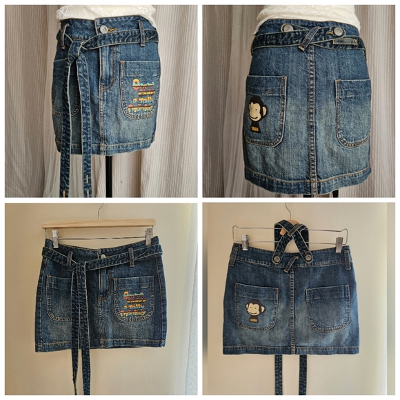 1990s Real Vintage piece Suspender Mini Skirt By Banana Chippy A Jolly Monkey - Picture 14 of 16